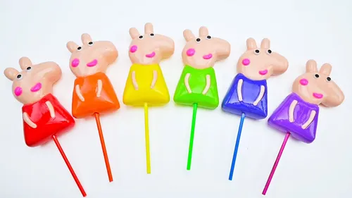 Lollipop Peppa Pig clay cracking making