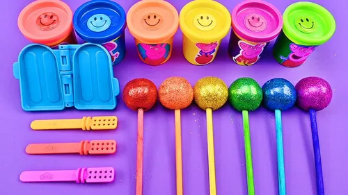 Satisfying Video l How To Make Ice Cream Stick With Playdoh Glitter Lollipop ASMR | Zic Zic